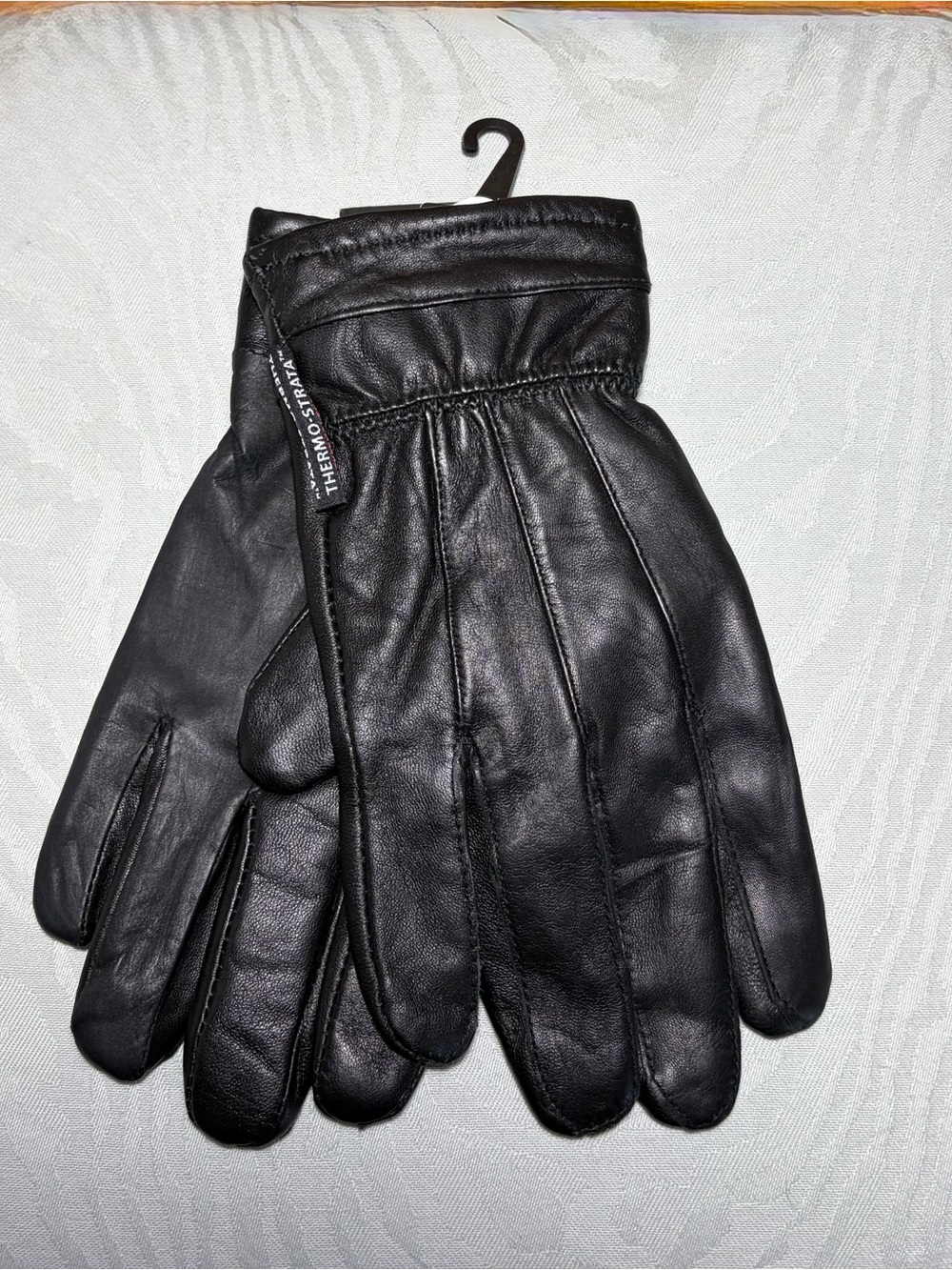 Men's Black Leather Gloves with Thermal Lining